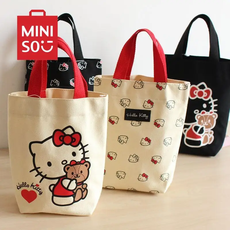 

Cartoon Hello Kitty Canvas Bag Portable Daily Handbag Kawaii Mision Cute Bucket Bag Anime Student Bento Bag Birthday Gift Girls