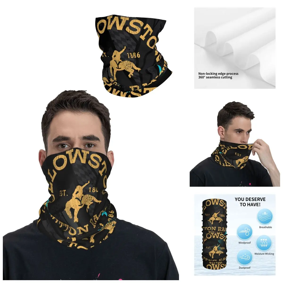 Groovy Bandana Neck Cover Motorcycle Club Yellowstone Dutton Ranch Face Scarf Cycling Face Mask Hiking Unisex Adult Washable