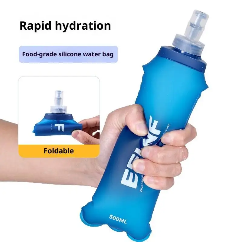 

{MX} 500ml Portable Folding Water Bottle TPU Collapsible Soft Flask Outdoor Sport Hiking Camping Water Bladder