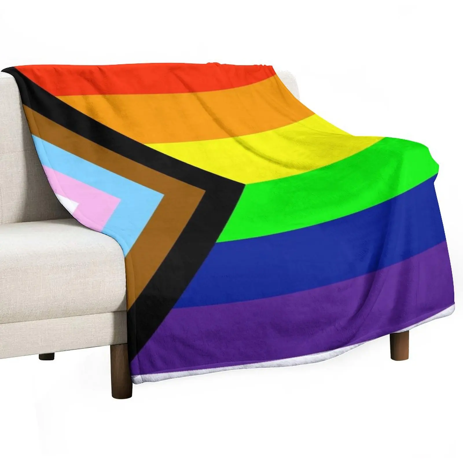

inclusive progress pride flag! Throw Blanket Lightweight Cozy Blanket for Bed Sofa