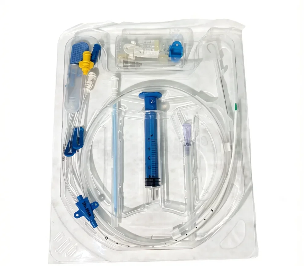 Superior Double Lumen Disposable CVC Kit with Soft Tip Movable Clamp for Safe Stable Vascular Access