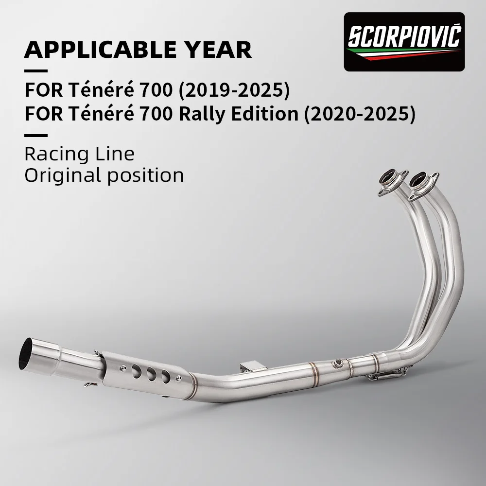 For Tenere 700 T7 T700 Escape Motorcycle Exhaust Front Middle Link Pipe2021 2022 2023 2024 Tenere 700 exhaust pipe - Image 3