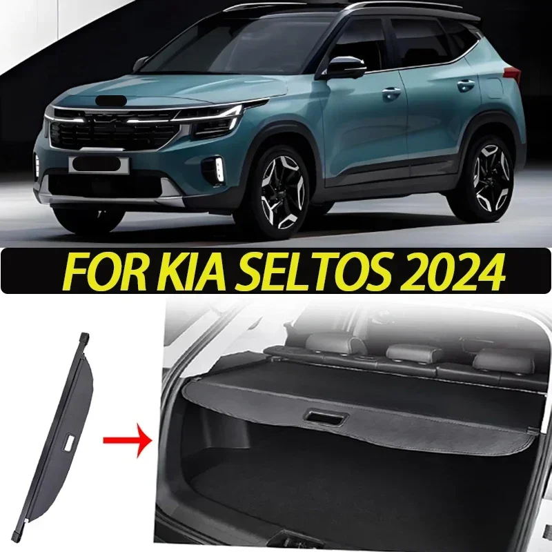 Car Trunk Cargo Cover for Kia Seltos 2024 Privacy Screen Retractable Trunk Cover Luggage Security Shield Curtain Auto Accessorie