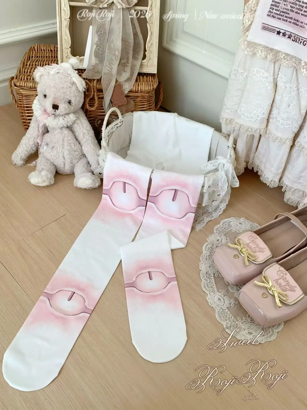 New Japanese Joint Doll Lolita Socks Women's Gothic Velvet Printed Pantyhose 80D Soft & Sticky Summer Autumn Beauty Socks