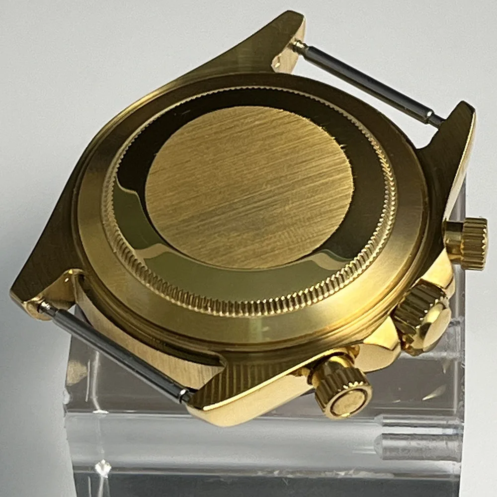 New Stainless Steel Ceramic Ring VK63 Three Eye Quartz Movement Combination 39MMPVD Coating Case Replacement Part