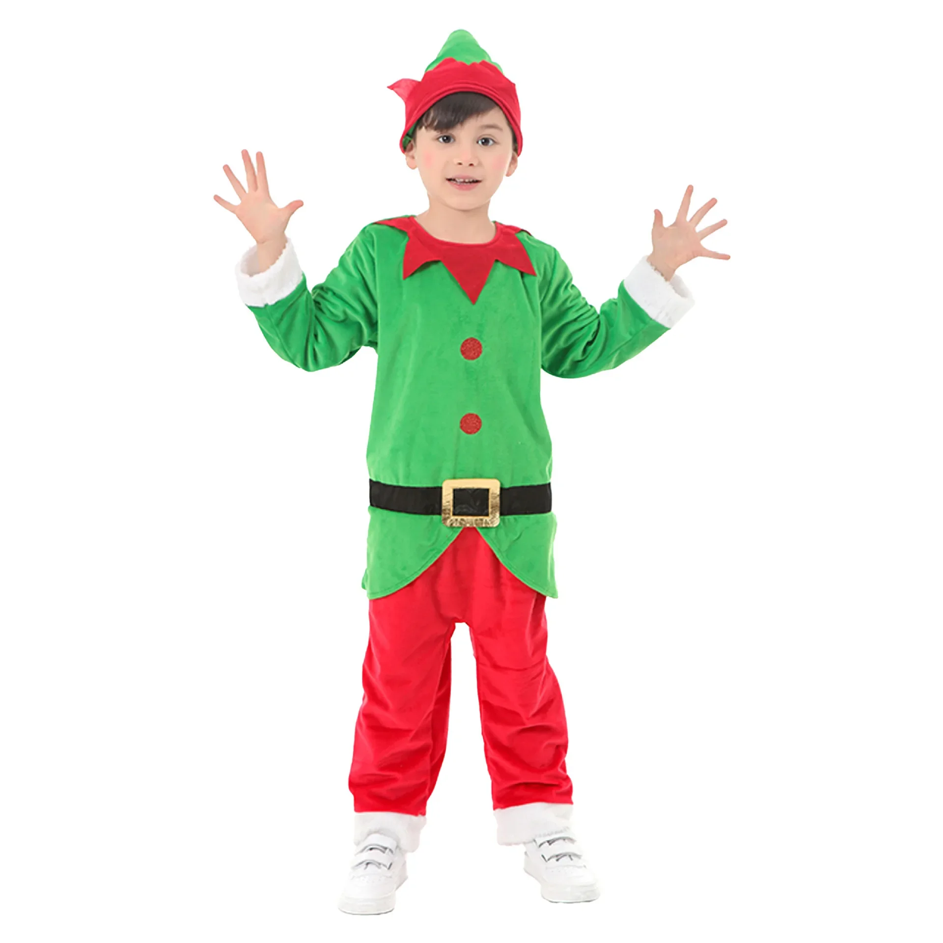 2024 New Year Unisex Child Christmas Suit Fancy Dress Holiday Santa Elf Costume For Kids