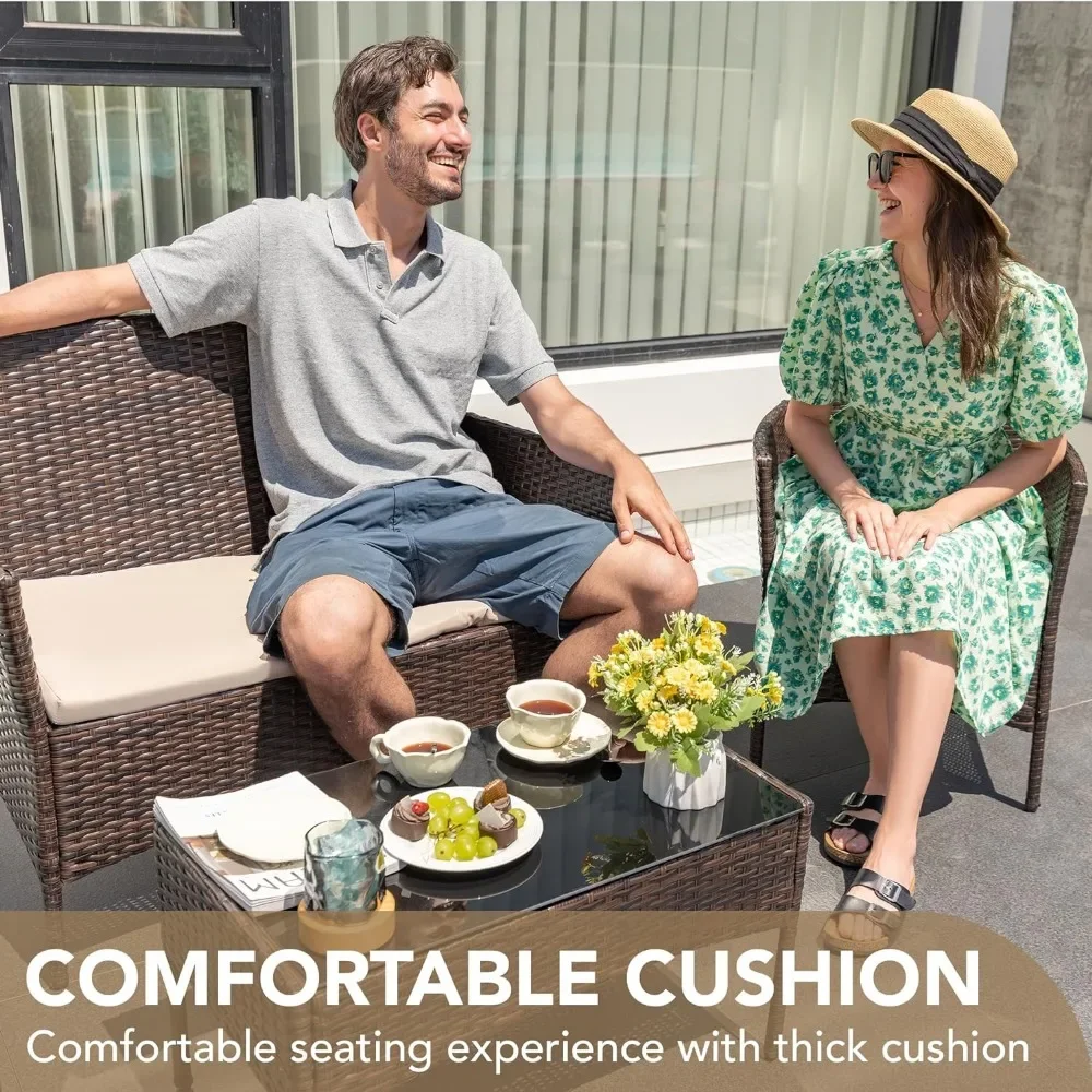 4 Stück Terrassen möbel Set, Pe Rattan Korbs tühle Balkon Rasen Veranda Terrassen möbel Sets mit Kissen