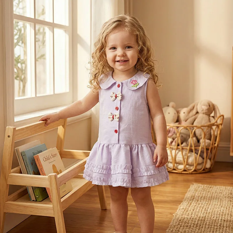 Baby Girl Summer Sleeveless Dress Adorable Children Solid Color Wear Toddler Cute Costume Newborn Kid Clothing Toddler Dresses