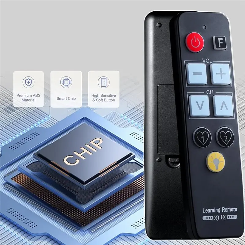 DT39 Universal Big Button TV Remote for Seniors, Backlit Learning Remote with Auto Search for Elderly, Easy to Use
