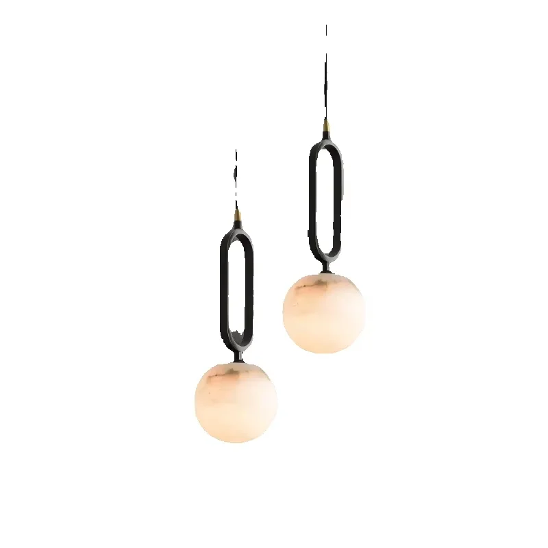 

All - copper LED Spain Natural Marble Black Ceiling Pendant Lighting,Lustre Hanging Lamp Home Decoration for Bedroom Bedside
