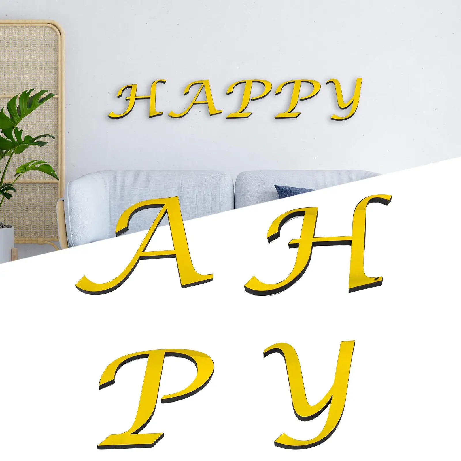 

3D Acrylic Alphabet, Home Room Wedding Wall Decor Indoor, DIY Unique Living