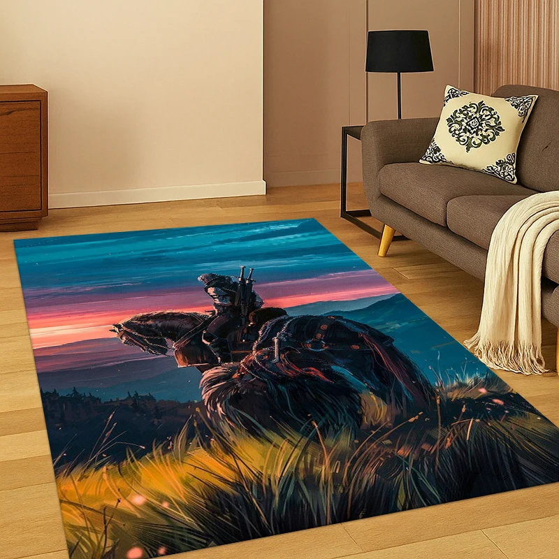 The W-Witcher Geralt Game Cartoon Carpet Rug for Bedroom Living Room Sofa Playroom Doormat Home Decor,Kid Area Rug Non-slip