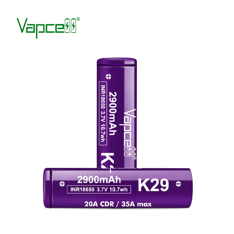 Оригинальная литиевая батарея высокой мощности Vapcell K29 INR18650, 2900 мАч, CDR 20A, макс. 35A, 3,7 В, перезаряжаемая батарея для фонарика BoxMod