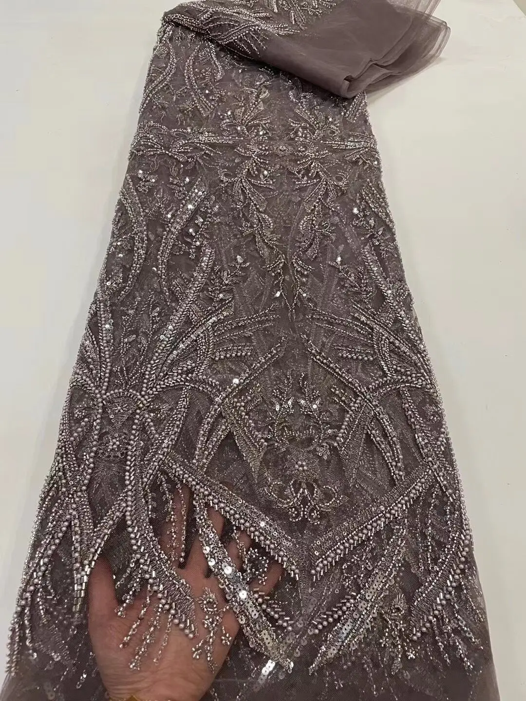 

Африканская кружевная ткань, блестки высокого качества, кружевная вышивка, французская сетчатая кружевная ткань с жемчугом для нигерийских