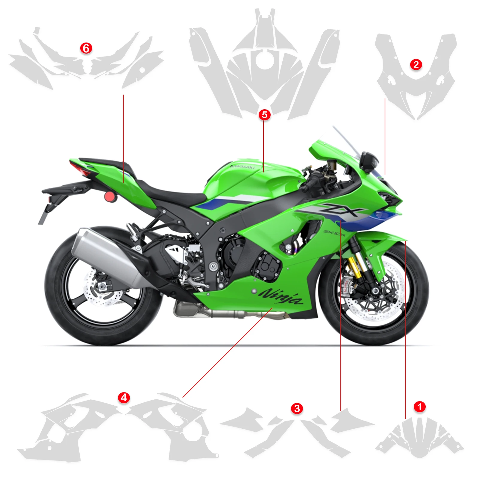 For Kawasaki Ninja ZX 10R 2026 Motorcycle PPF ZX10R Paint Protection Film Full Body Kit Invisible Self-Healing TPU Clear Sticker