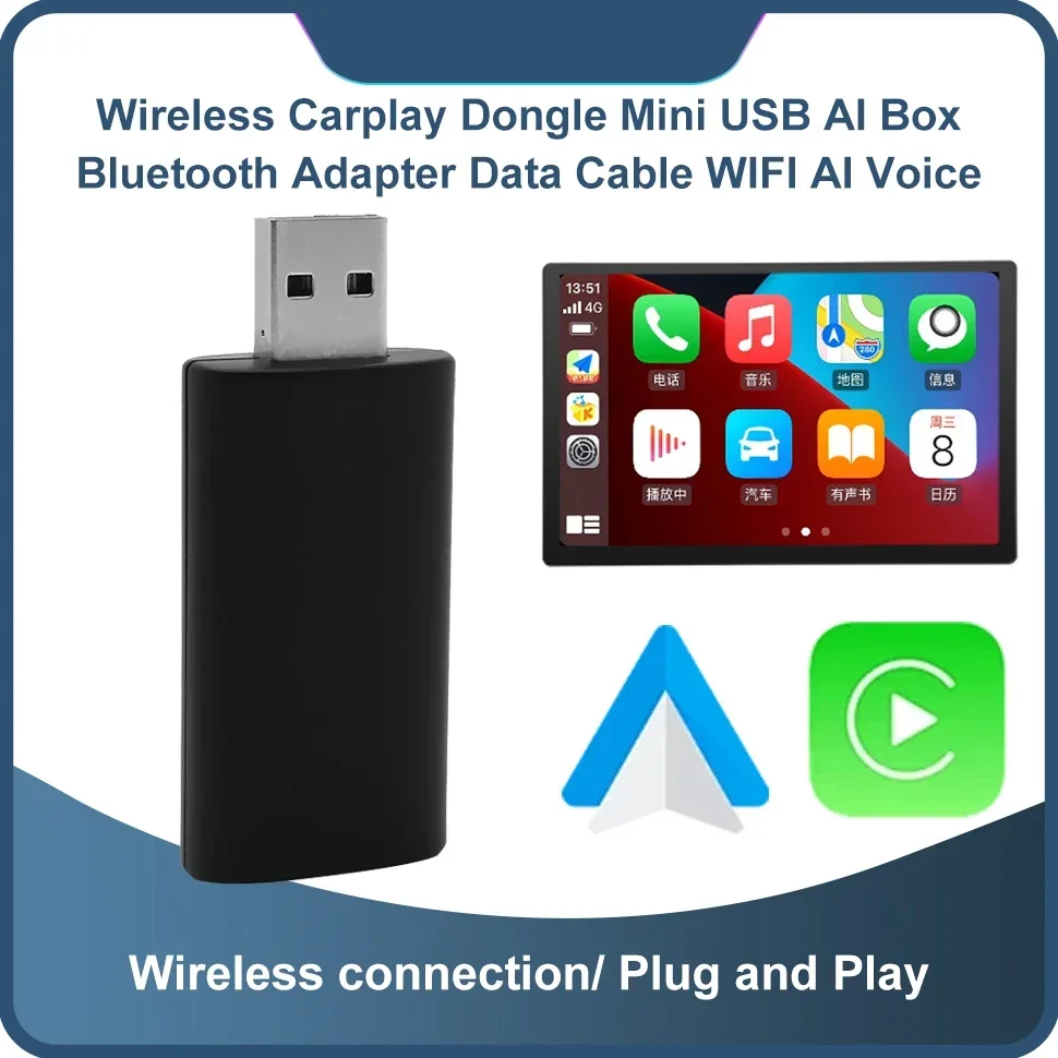 Car Smart Ai Box Intelligent Systems Mini USB Car AI Box Wireles CarPlay Dongle Wireless Android Auto Plug and Play