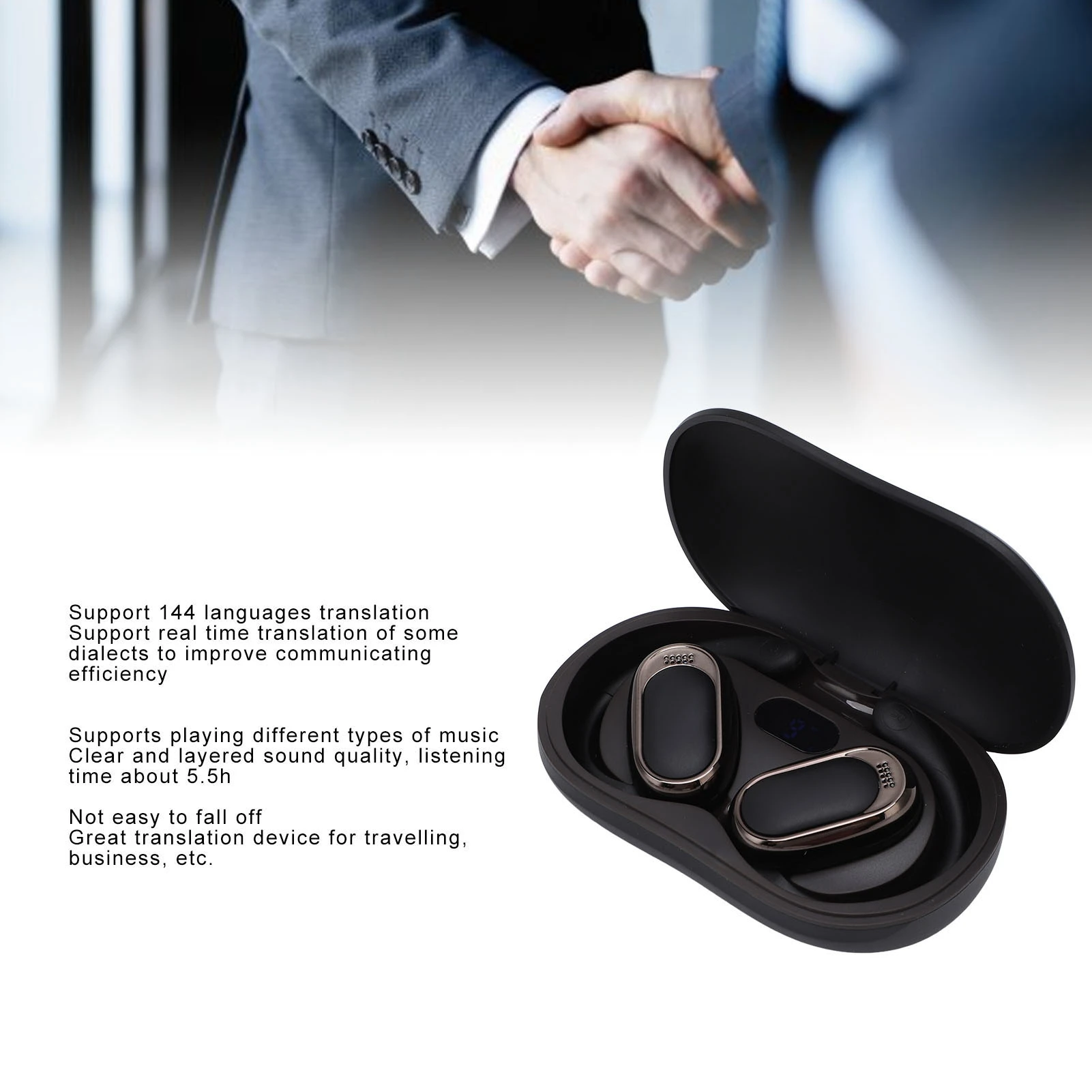 سماعات أذن لاسلكية مكالمة هاتفية في الوقت الحقيقي لغة مترجم سماعات أذن صوت واضح بلوتوث 5.4 تشغيل الموسيقى للأعمال #6