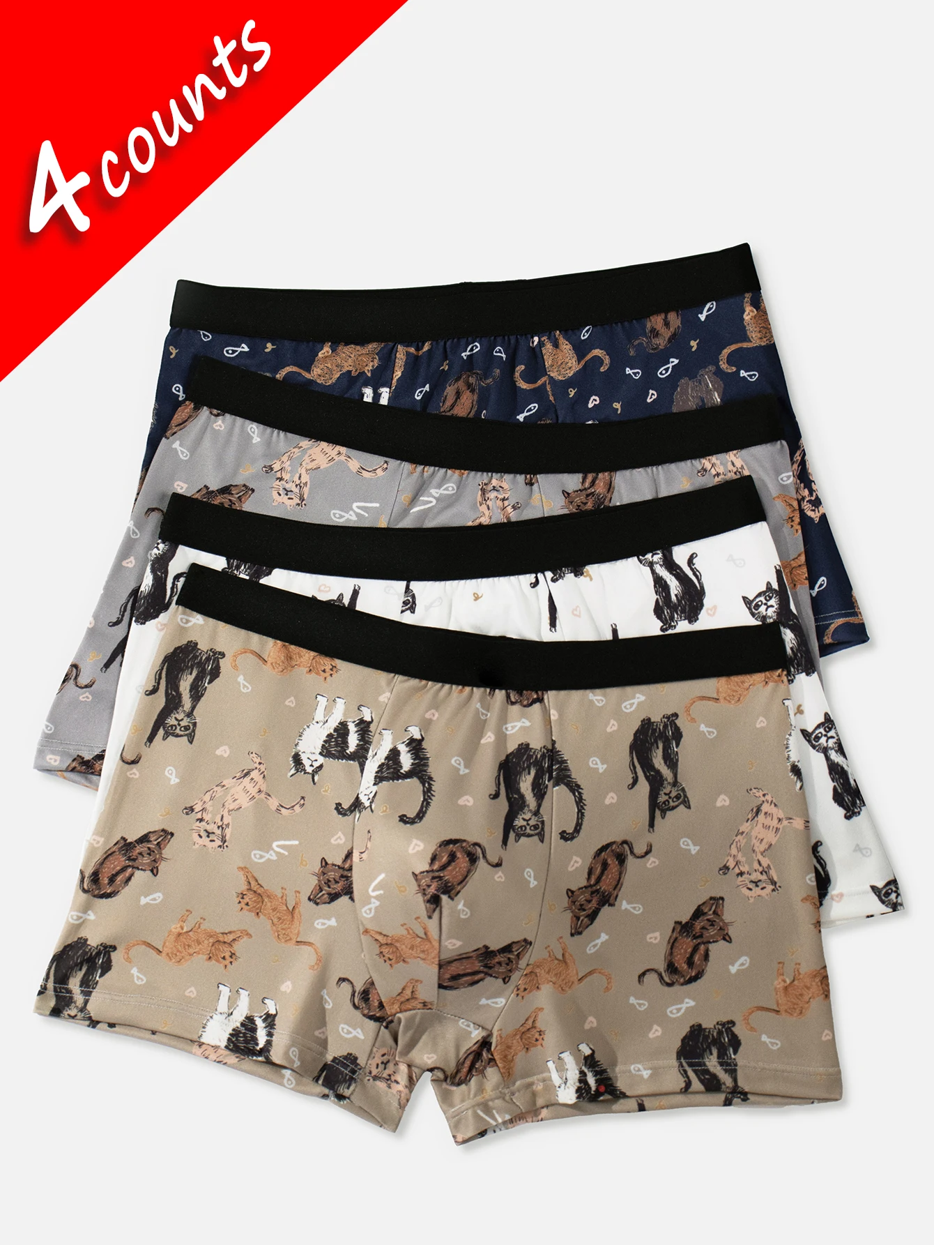 

4 пары, мужские боксеры с принтом животных