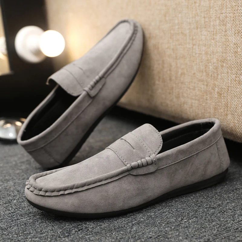 

Suede Loafers Men Luxury Designer Shoes Fashion Solid Color Round Head Loafers Shoes Casual Work Walking Flat Shoes Size39-46