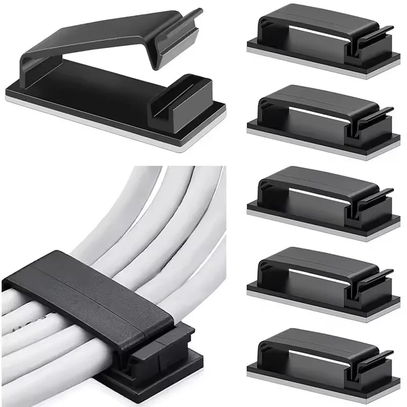 Cable Clips Organizer Drop Wire Holder Cord Management Self-Adhesive Cable Manager Fixed Clamp Wire Winder For Home Office Car