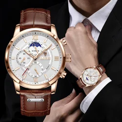 New Fashion Mens Watches LIGE Top Brand Luxury Leather Casual Quartz Watch Man Sport Waterproof Clock Watch Montre Homme+Box