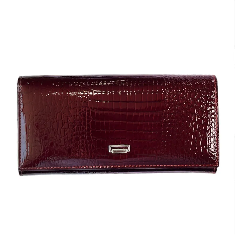 

New high-quality cross-border patent leather crocodile pattern women's wallet, loose change bag, card bag