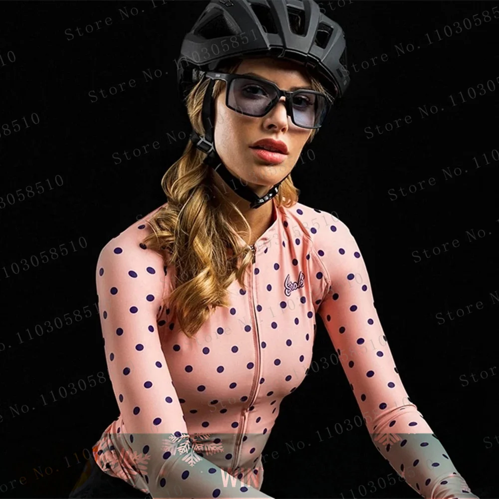 

siroko Winter Women's Cycling Jersey Long-Sleeved Fleece Warm Outdoor Bicycle Riding Clothing Jersey MTB Sportswear Full Zipper