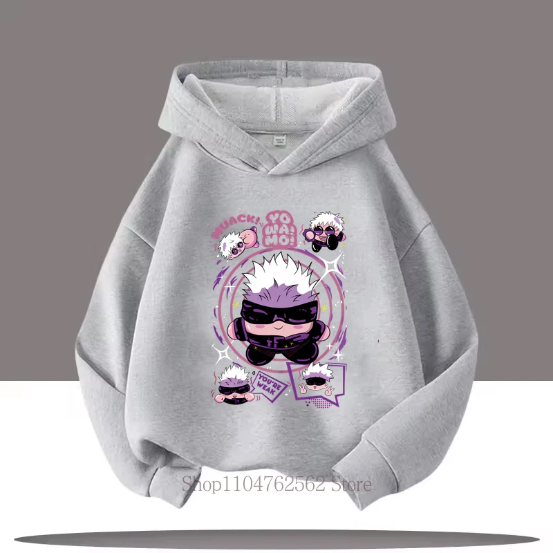 Jujutsu Kaisen الكرتون الأطفال هوديس خريف شتاء بنين بنات لطيف كم طويل بلايز كم طويل بلايز الاطفال الصوف بلوزات #4