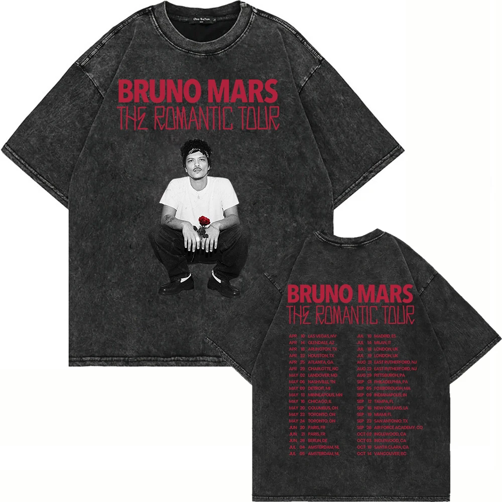 100% Cotton Vintage Washed Bruno Mars The Romantic Tour 2026 T