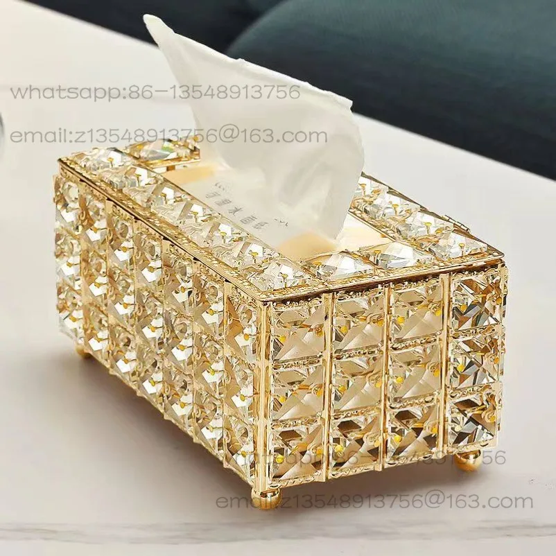 Internet Celebrity Crystal Tissue Box Creative Home Living Room Coffee Table Desktop Storage Flip Paper Box High-end