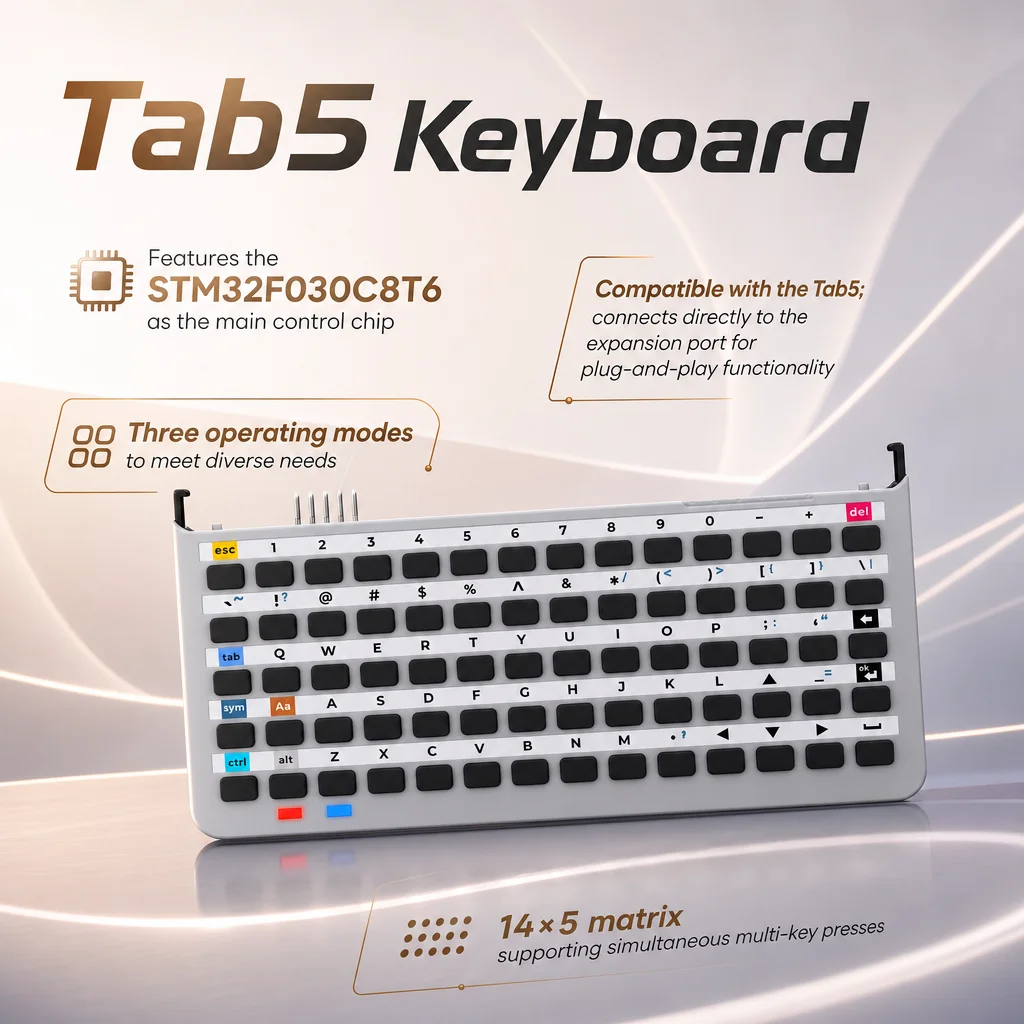 M5Stack Tab5 Keyboard 70-Key Physical Keyboard Expansion Module Dedicated for Tab5 STM32F030C8T6 I2C Plug & Play with RGB LEDs