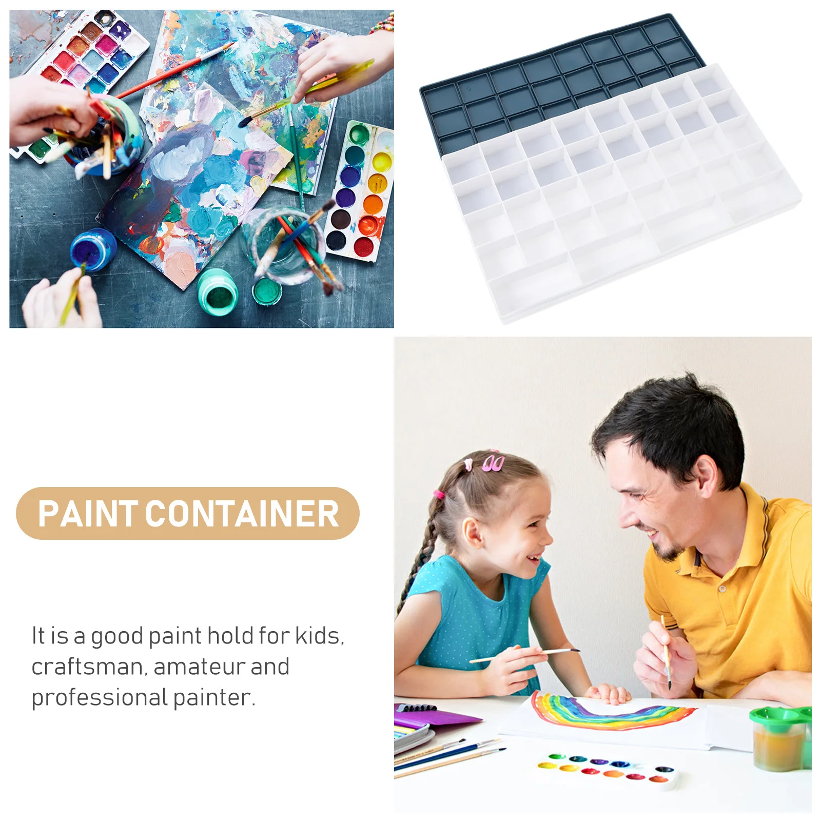 3 قطع من حاوية صبغات الألوان المائية البلاستيكية المتينة ذات سعة كبيرة وخفيفة الوزن وحامل طلاء الغواش للحرف اليدوية للرسامين