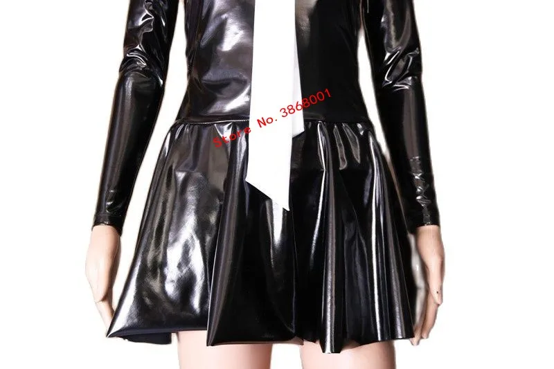 Cosplay Kostuum Glanzende Pvc Faux Lederen Rokken Student Meisje Jurk Ds Matroos Kostuum Prestatie Uniform