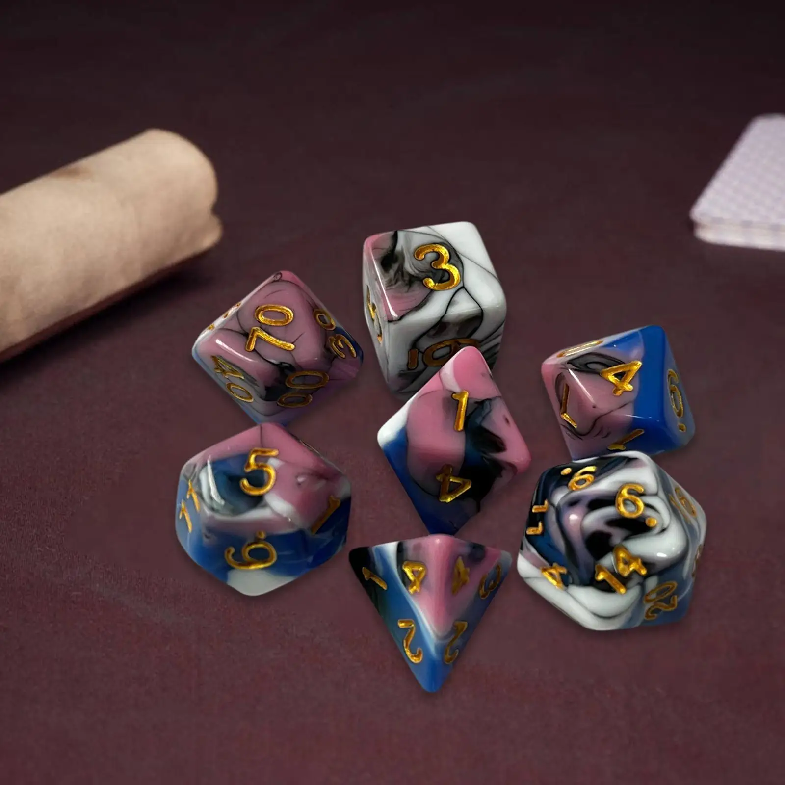 彫刻入りアクリル多面体ダイスセット、マルチサイズ、テーブルゲーム用ダイス、ソリティアボードゲーム、パーティーアクセサリー