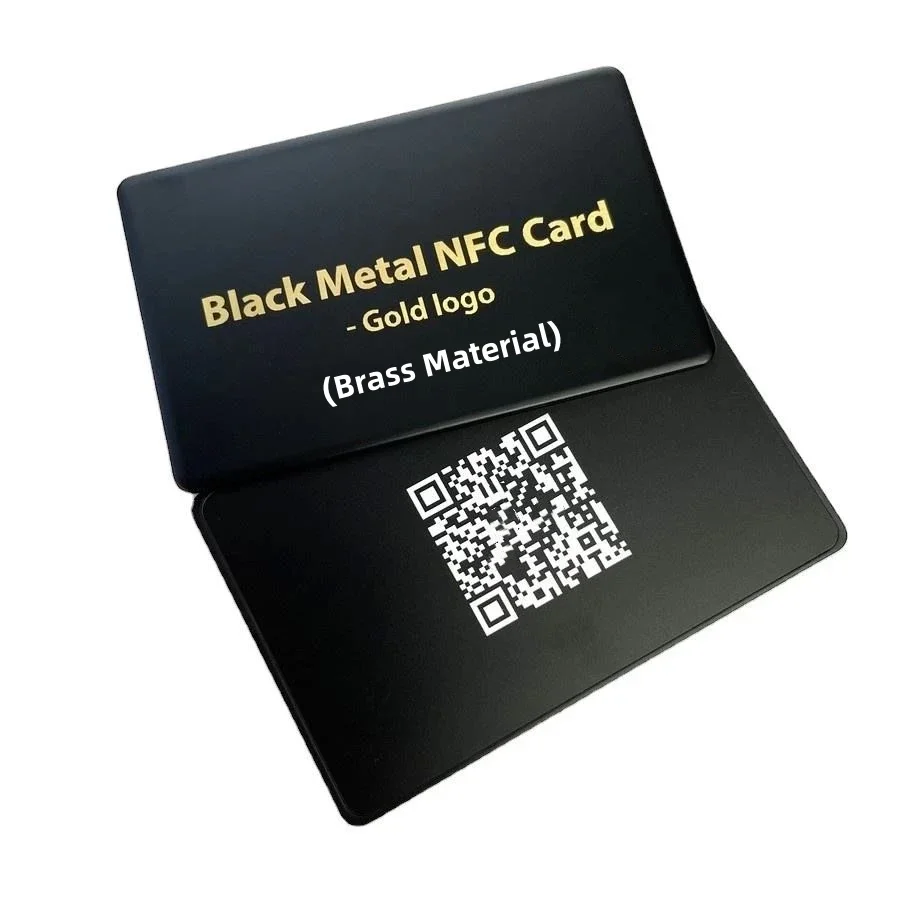 Smart NFC Black QR Code Business Card Metal with NFC Chip Embedded Custom Stainless Steel Metal Digital NFC Card