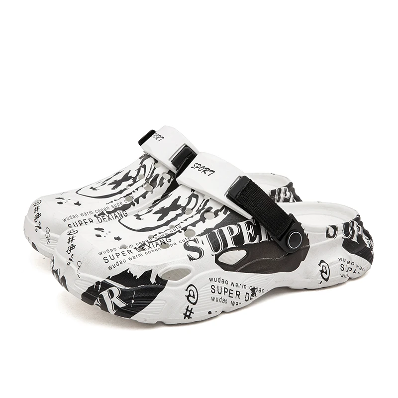 Printed Clogs for Men, Summer Outdoor Wear, Non-Slip Thick-Soled Dual-Purpose Sandals, Men's Beach Toe-Toe Slippers view 2
