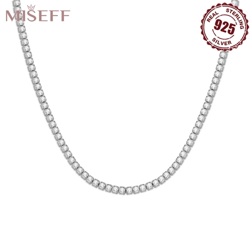 MISEFF 2025 Neue 925 Sterling Silber Einfache Tennis Halskette Zirkon Halsketten Frauen Abend Party Geburtstag Weibliche Geschenke Schmuck