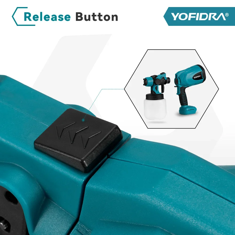 Yofidra 800ML Cordless Spray Gun High Power Electric Paint Sprayer Capacity Household Easy Paint Sprayer For Makita 18V Battery