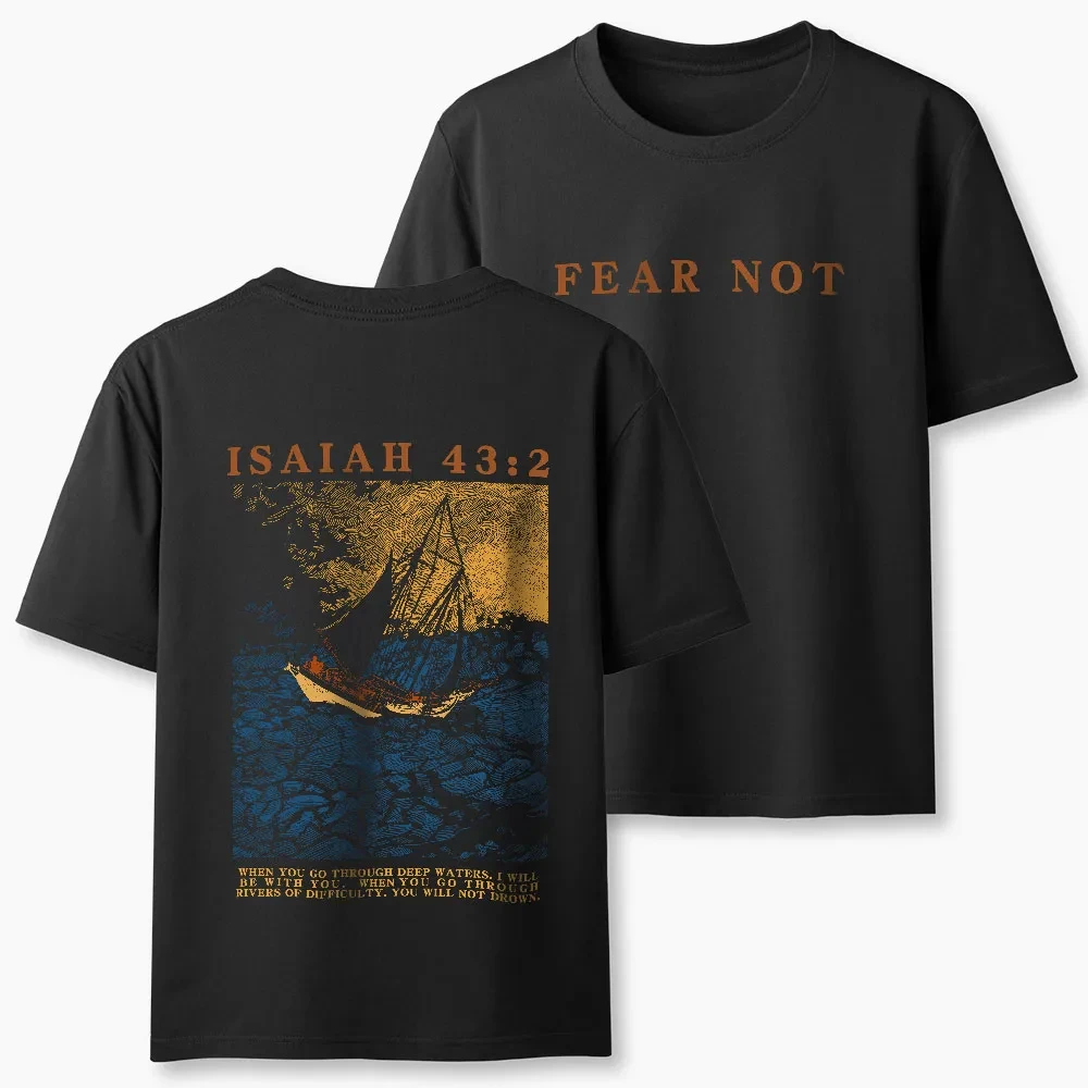 2026 Autumn New Fashionable Street Hip Hop Faith T-shirt Fearless and Versatile, Pure Cotton Fitness T-shirt Large Size