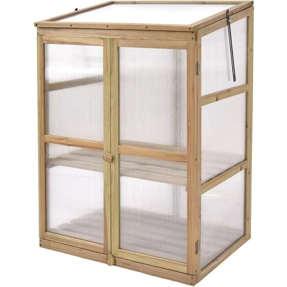 

Garden Portable Wooden Cold Frame Greenhouse Raised Flower Planter Protection (30.0"X22.4"X42.9")