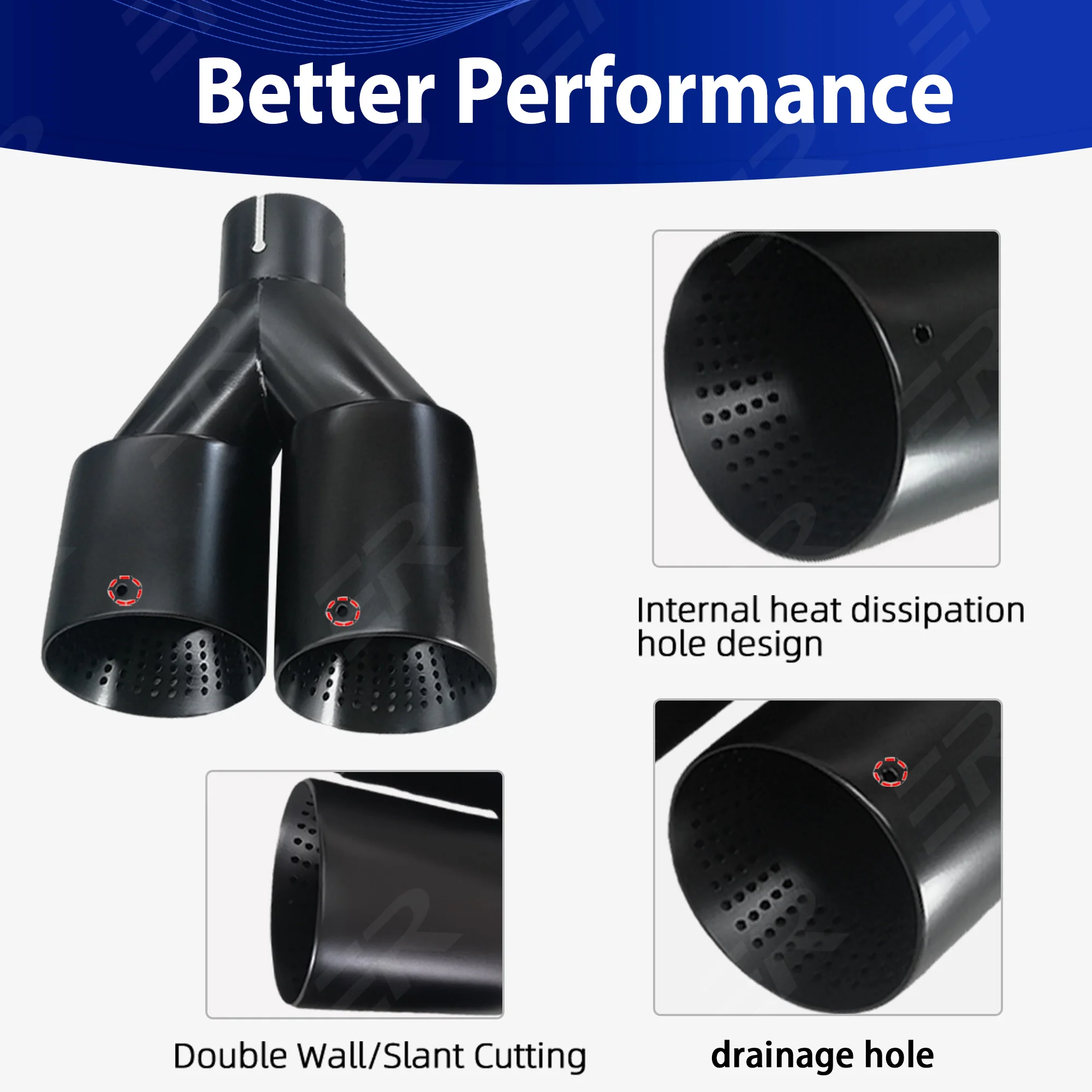 

1PC Exhaust Racing New Style Exhaust Tips Matte Stainless Steel Outlet for Car exhaust tail Nozzles of Muffler Inlet 60 63mm