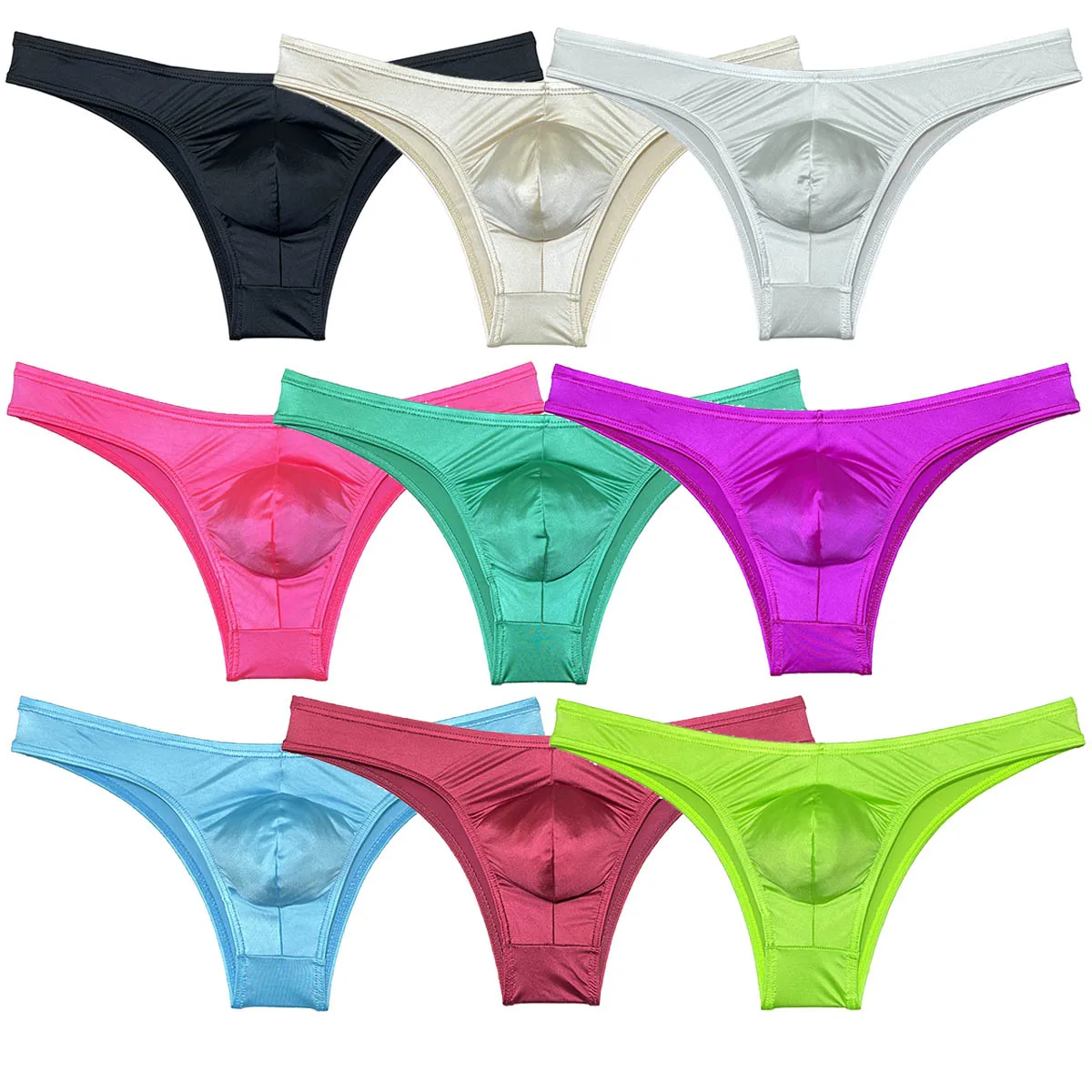 2PACK Mens Silky Bikini Briefs Enhance Deep Pouch Shorts Sexy Brazilian Slip Underwear Breathable Beach Mini Trunk Sissy Panties