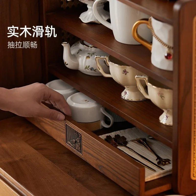Light Luxury Solid Wood Rattan Cup Display Rack Coffee Corner Living Room Dining Table Water Tea Mug Storage Holder