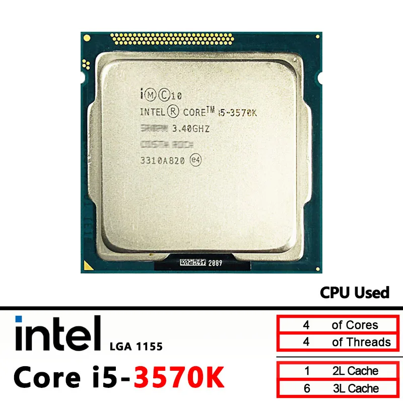 

Intel Core i5-3570K i5 3570K 3,4 ГГц Б/у четырехъядерный четырехпоточный процессор 6 МБ 77 Вт LGA 1155