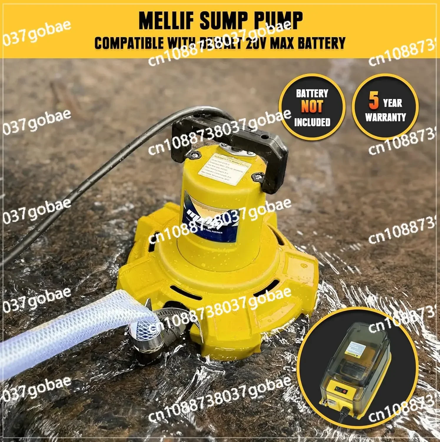 Cordless Submersible Water Pump for 18V 20V MAX Battery(No Battery)Portable 1320GPH Brushless Water Transfer Pump