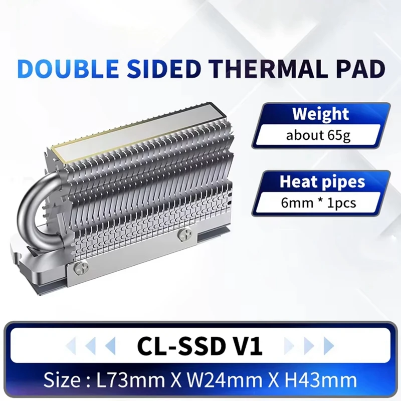 New -09 M.2 2280 SSD Heatsink Fully Electroplated Reflow Welding AGHP HeatPipe 2280 NVMe SSD Cooler