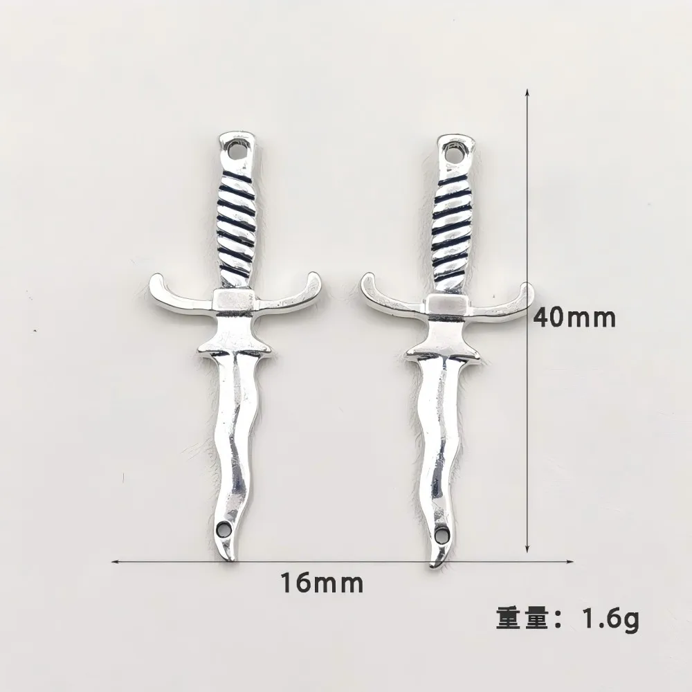 15PCS Double Hole Serpentine Dagger Earrings Alloy Accessories Double Hole Sword DIY Alloy Bracelet Connection Accessories