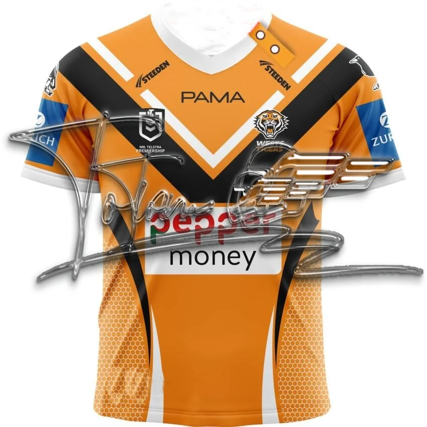2025 Nuovo arrivo Wests Tigers 2025 Maglia da rugby da uomo Home Australia NRL Uomo Oversize Allenamento ad asciugatura rapida Manica corta Tees Kid