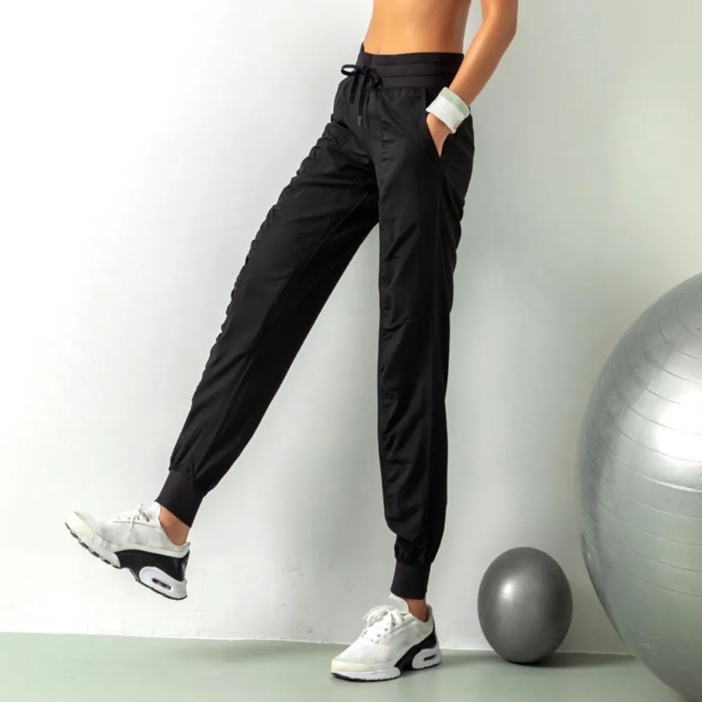 Slimming Wrinkle Running Pants Tapered Long Yoga Pants Breathable High Waist Fitness Pants Fitness