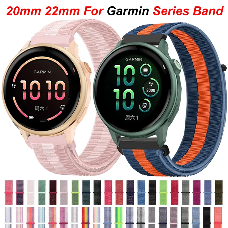 Нейлоновая петля 22 мм 20 мм для Garmin Forerunner 745 965 255 265 645 55 158 165 SQ2 Ремешок для Garmin Venu 3 2/Vivoactive 6 5 4 3